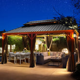 12'x20' Hardtop Gazebo Galvanized Steel Double-Roof Gazebo w/ Netting & Curtain